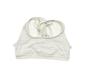 Athleta Women's White Striped Criss Cross Strappy Sports Bra Size S
